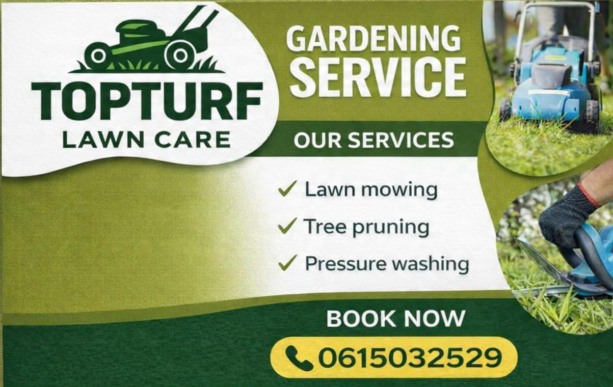 TopTurf Lawn Care flyer showing pressure washing service